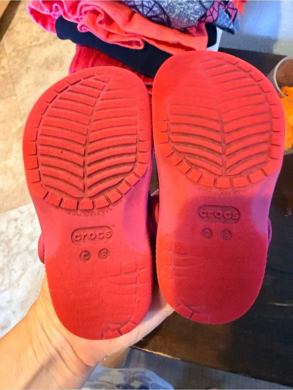 CROCS Kids Lightweight Slip-On Sandals in Bright Red